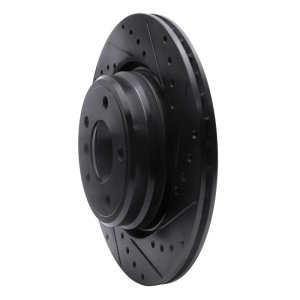 BMW 750IL Brake Rotor (1) - Rear Right - R1 Concepts - Drilled & Slotted - Black - `95-`03